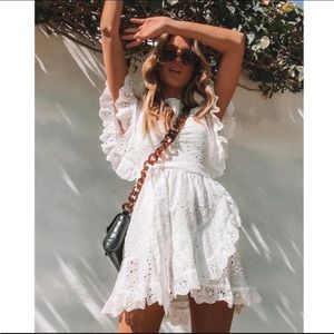 White high neck Princess Polly lace dress